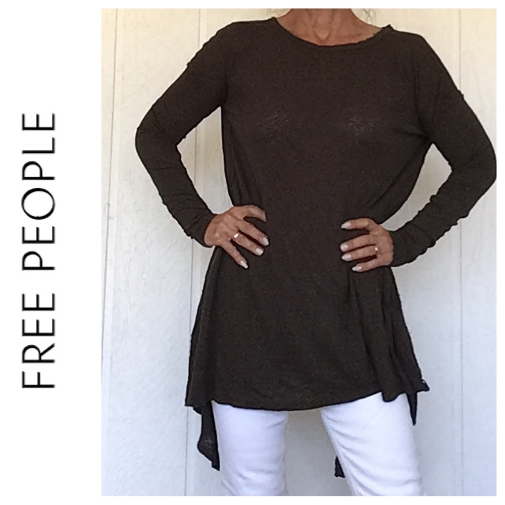 FREE PEOPLE INCREDIBLE LONG SLEEVED TEE BLACK COTTON  NWT SIZE XS/SMALL